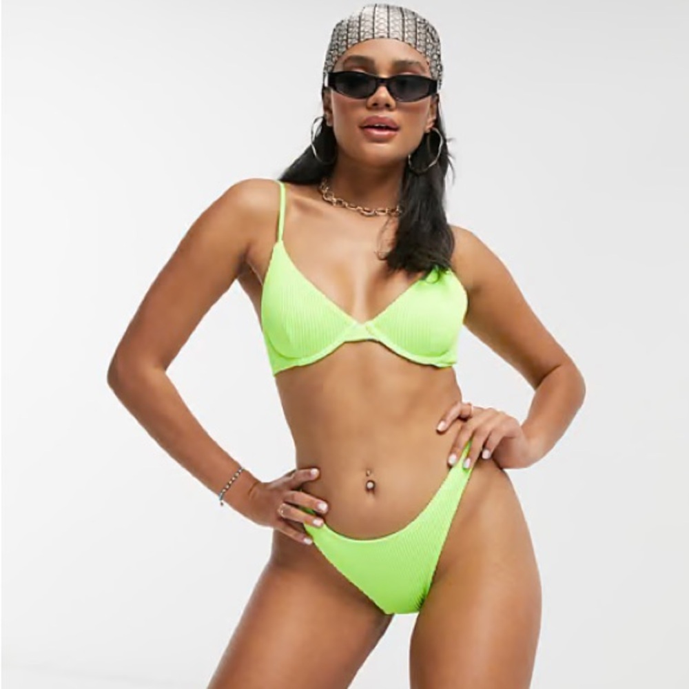 Hollister High Leg Ribbed Cheeky Bikini Bottoms